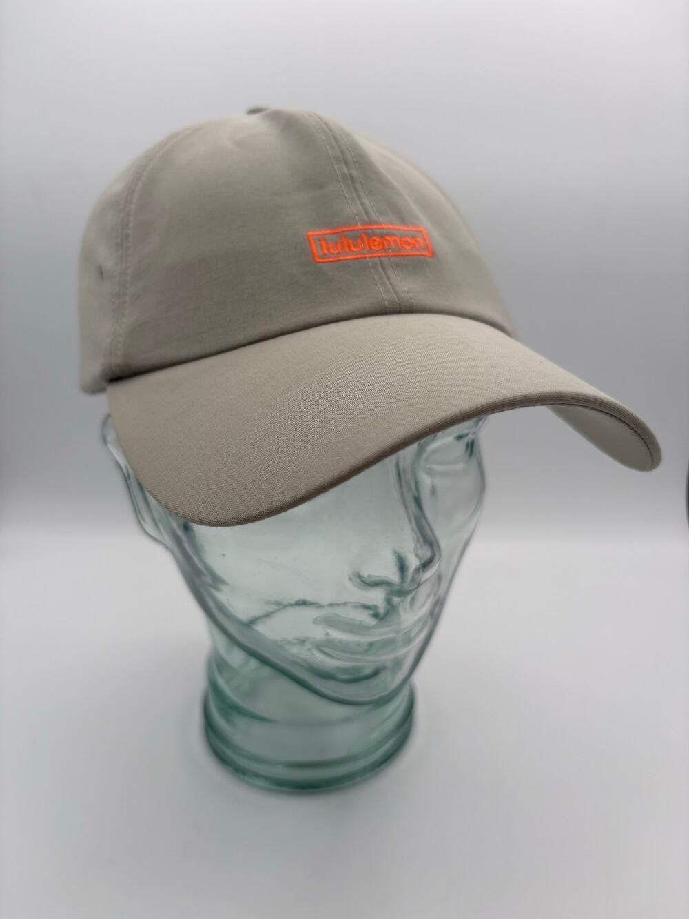 Lululemon Beige Neon Orange Embroidered Athletic Hat Cap OSFM